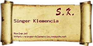Singer Klemencia névjegykártya